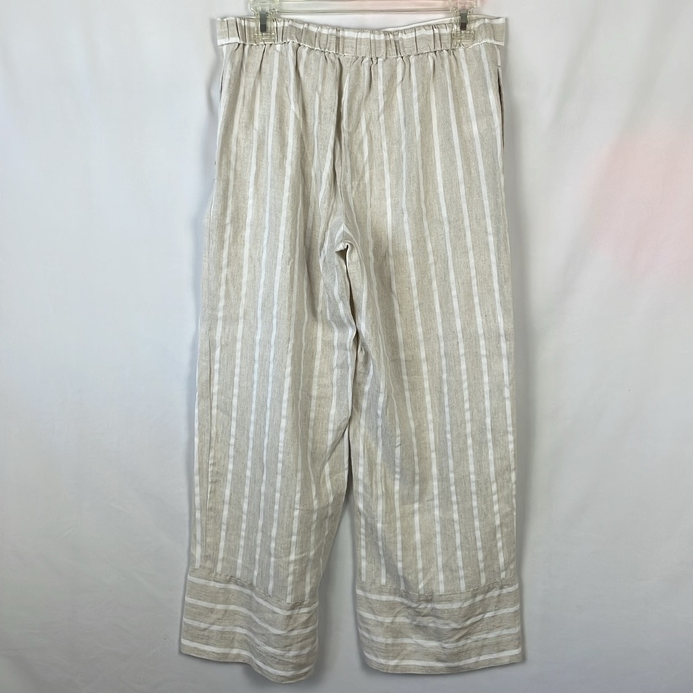 LOFT Cream and White Striped Lightweight Linen Blend Wide Leg Pants - Size Small - Picture 6 of 12
